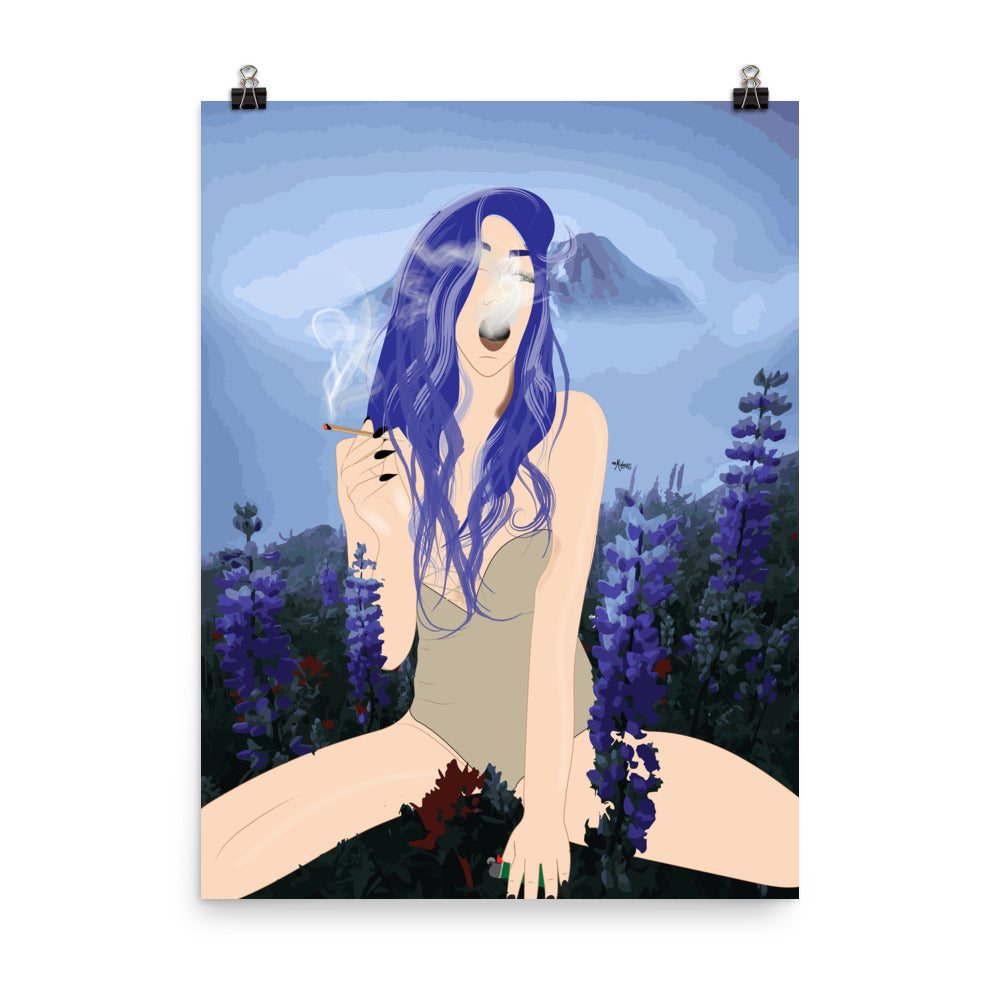 Blue Hair Dont Care Mt Rainier Poster