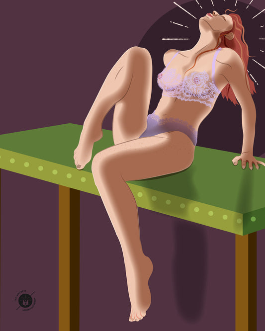 Selfie on table lilac