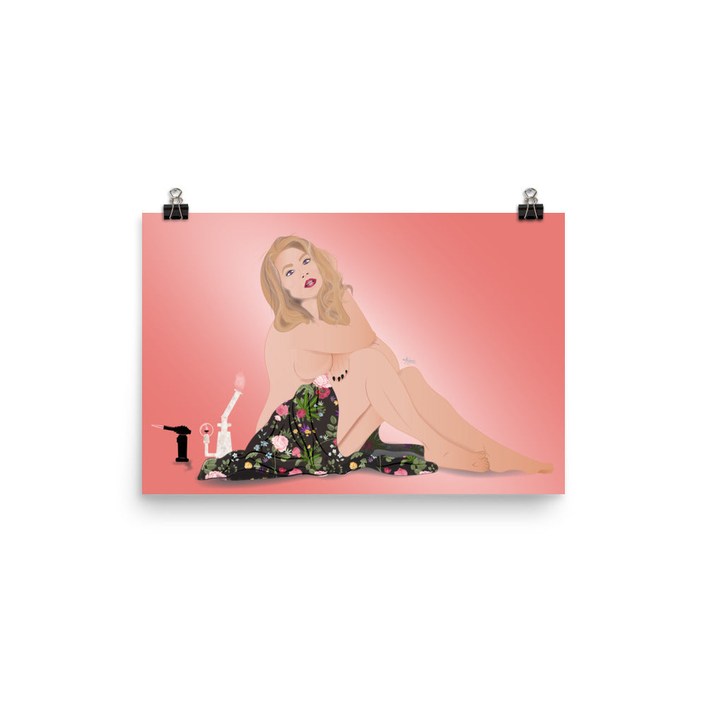 Cannabis Rose Pin-Up Poster