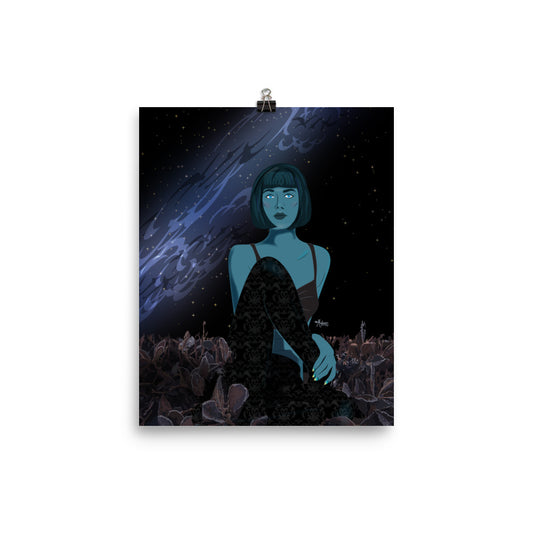 Blue Hair Midnight Galaxy Poster