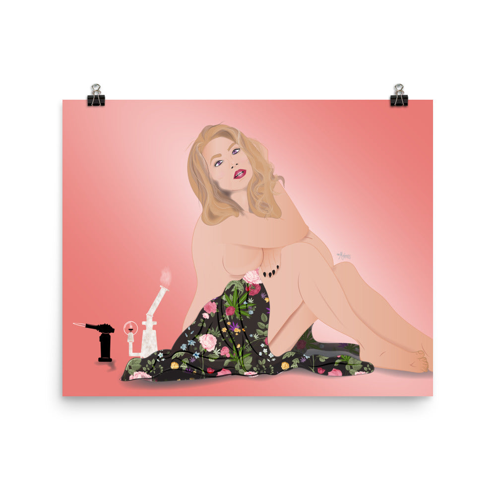 Cannabis Rose Pin-Up Poster