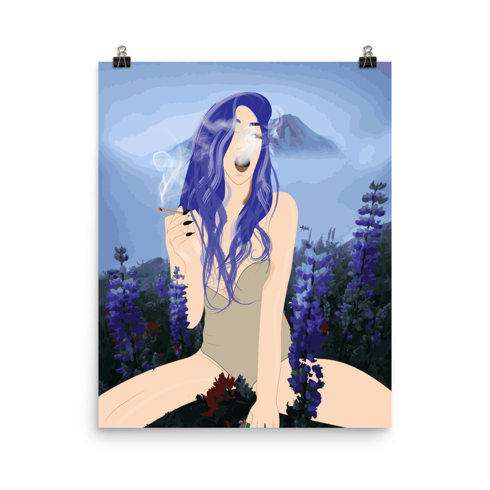 Blue Hair Dont Care Mt Rainier Poster