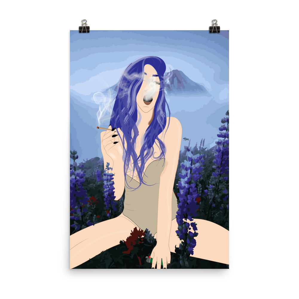 Blue Hair Dont Care Mt Rainier Poster