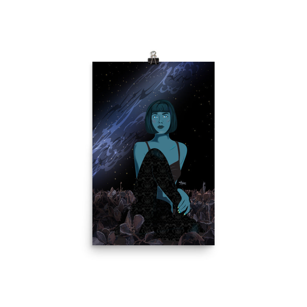 Blue Hair Midnight Galaxy Poster