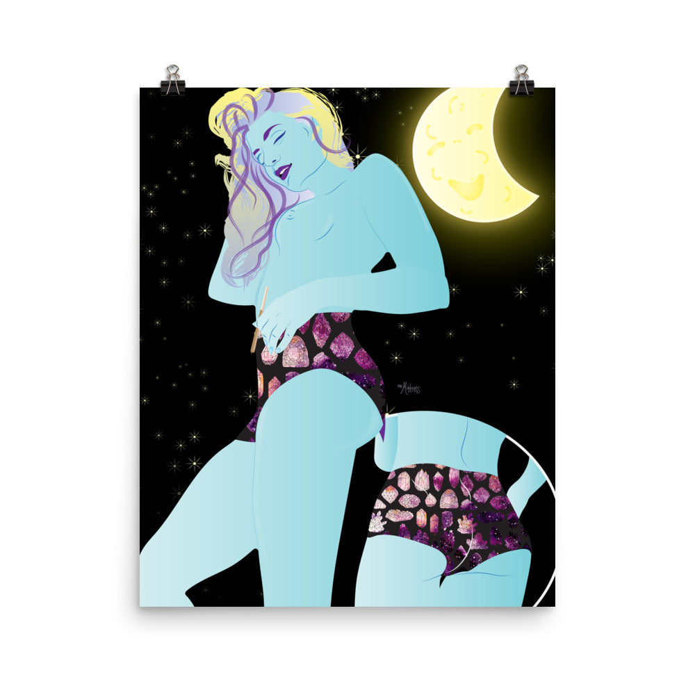 Space Babe Cannabis Pin-up Poster