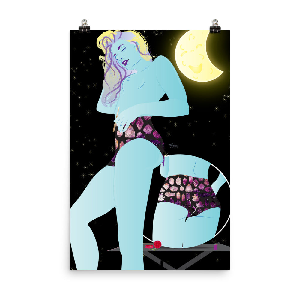 Space Babe Cannabis Pin-up Poster