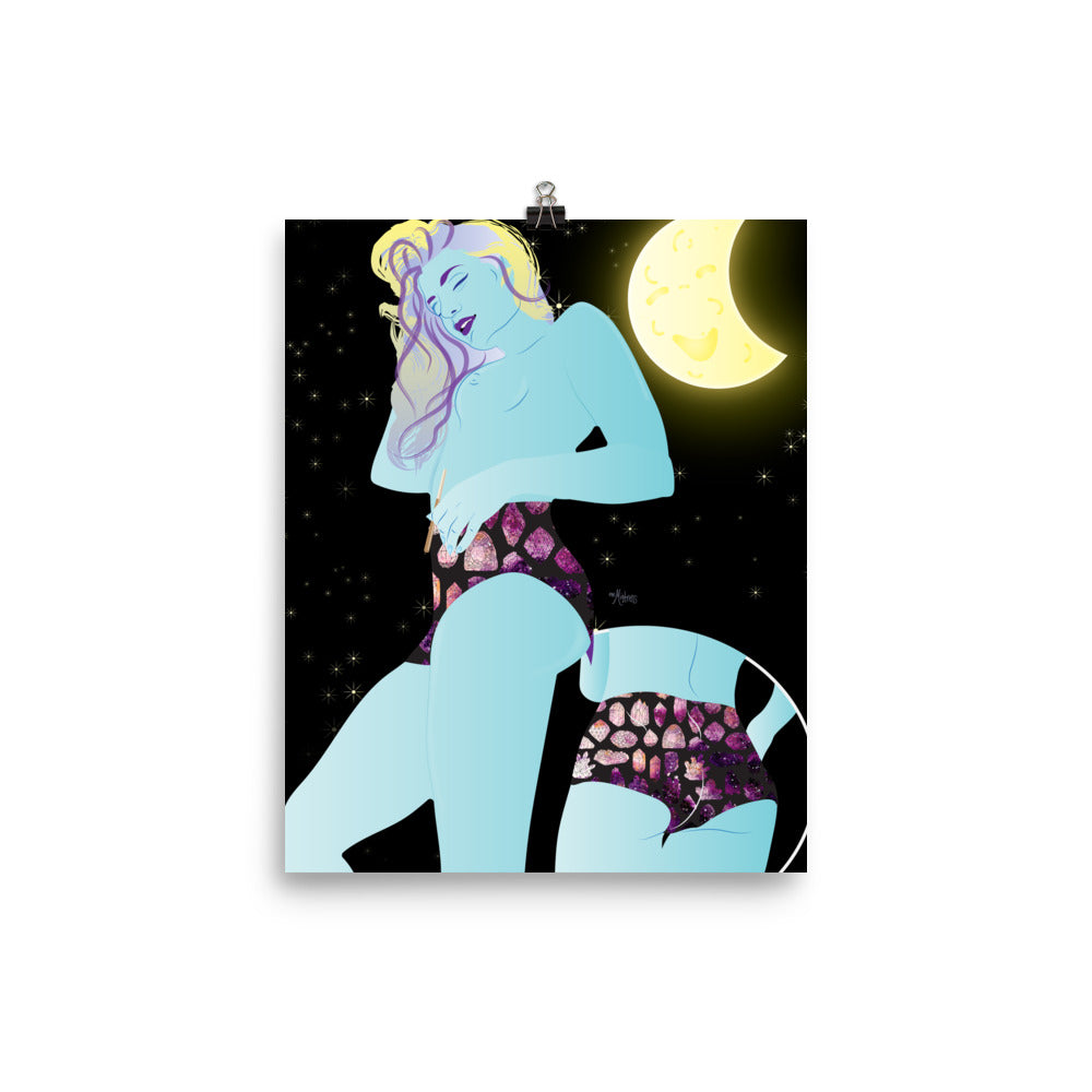 Space Babe Cannabis Pin-up Poster