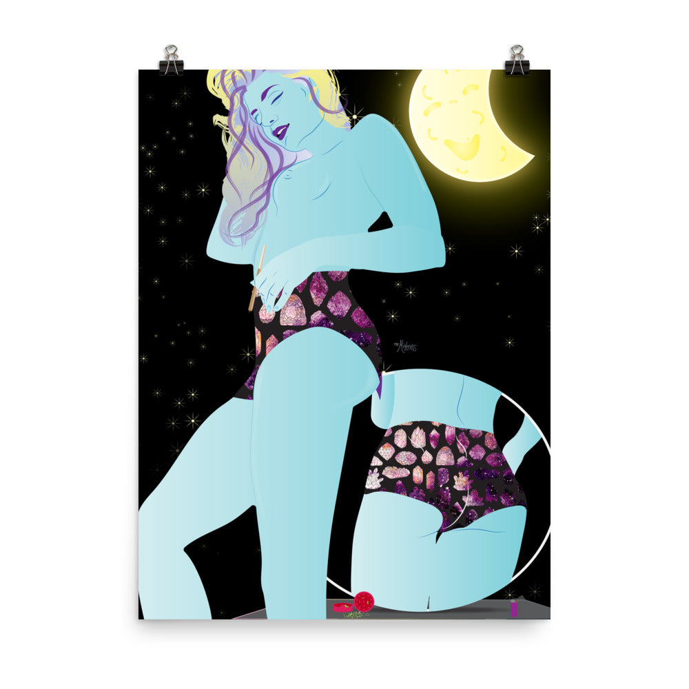 Space Babe Cannabis Pin-up Poster