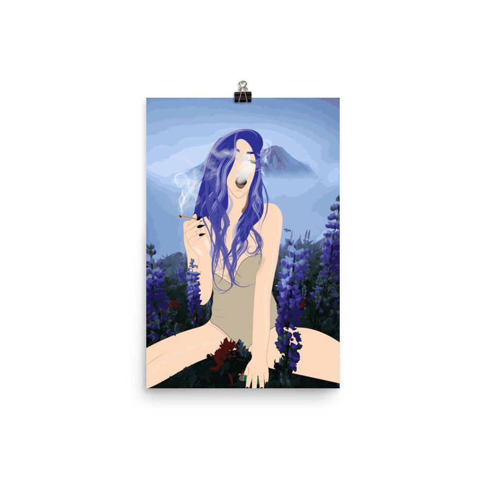 Blue Hair Dont Care Mt Rainier Poster